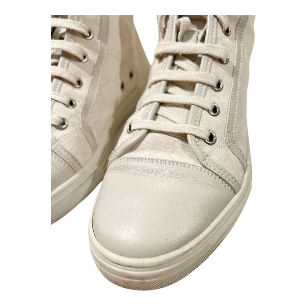 Gucci Brooklyn GG High Top Sneakers White Gray Monogram EU 37.5 US 7.5 Cap Toe - Picture 4 of 13